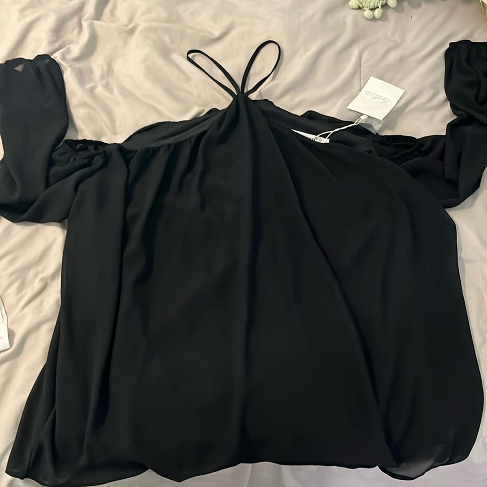 Black cold shoulder top